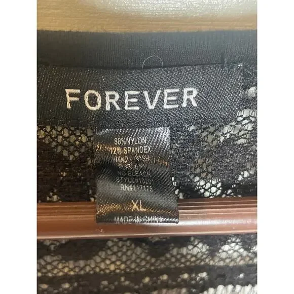 ❤️ Forever- Sheer Black Floral Cover Up Dress Size XL Nylon/Spandex - Picture 4 of 4